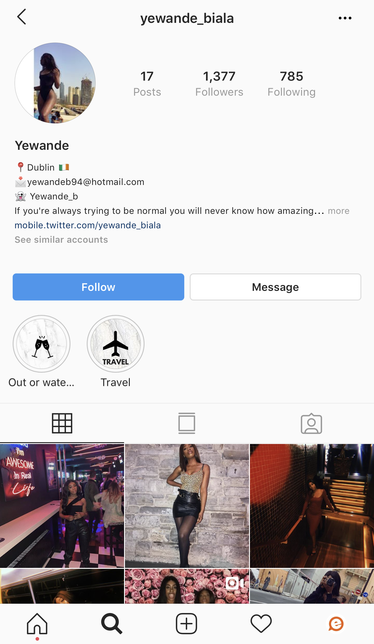 Yewande Love Island Instagram